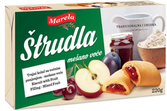 štrudla mešano voće 220g